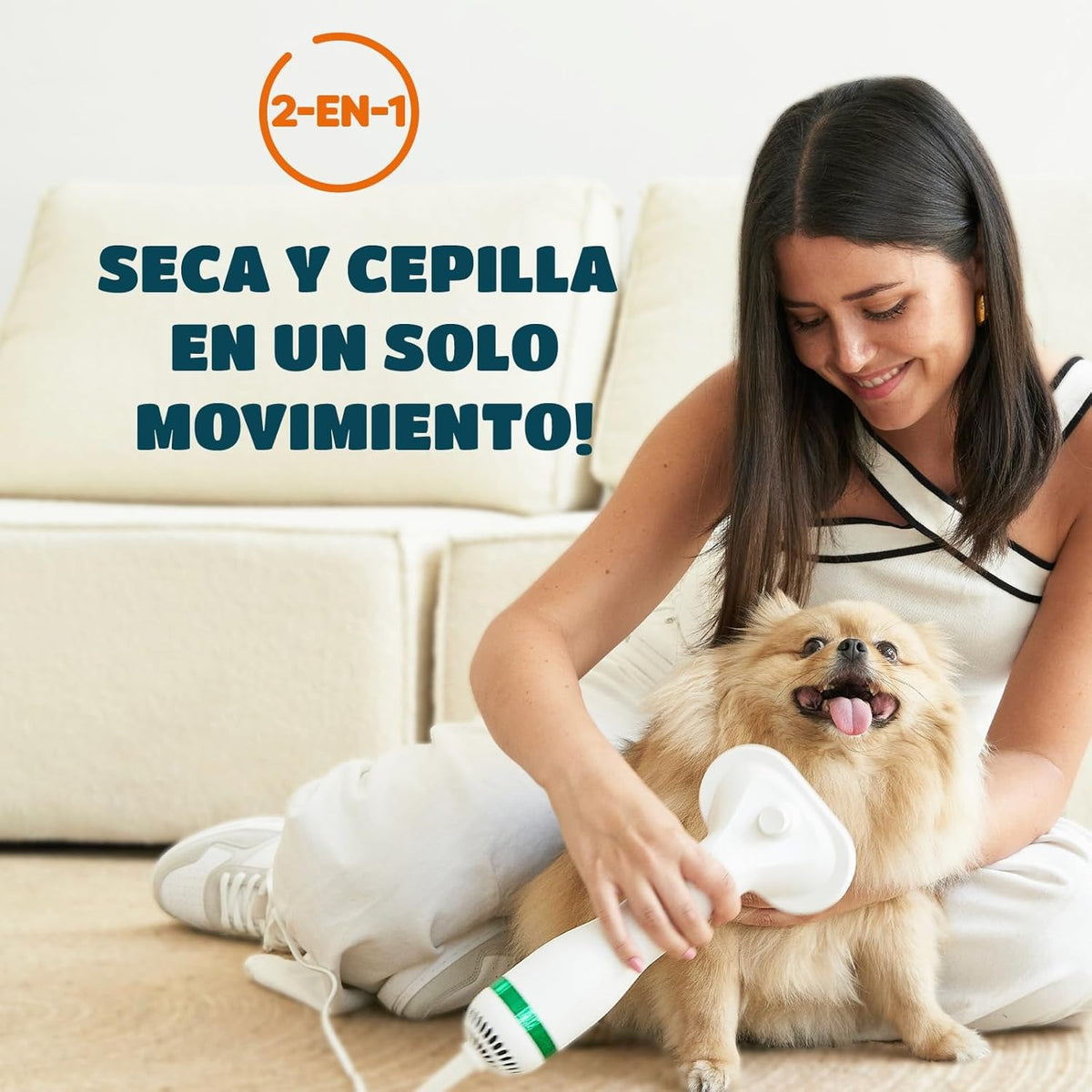 Cepillo secador FurDry 2 en 1 para mascotas: seca y cepilla en un solo movimiento
